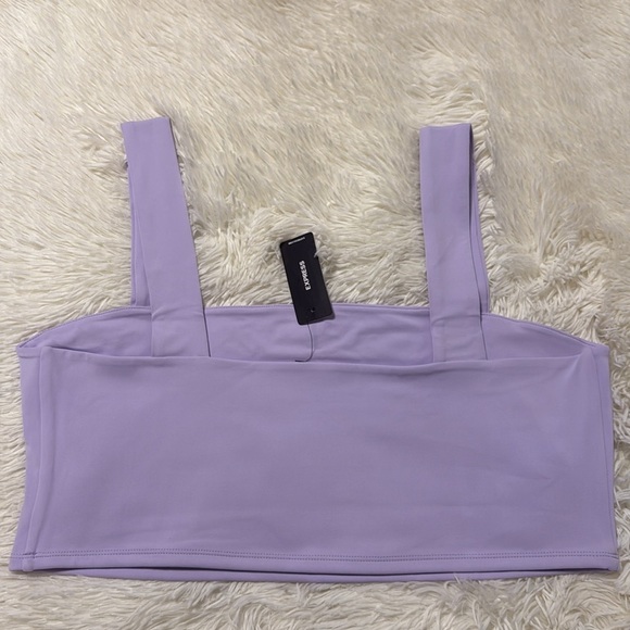 Express Lavender Square Neck Crop Top - Picture 3 of 4